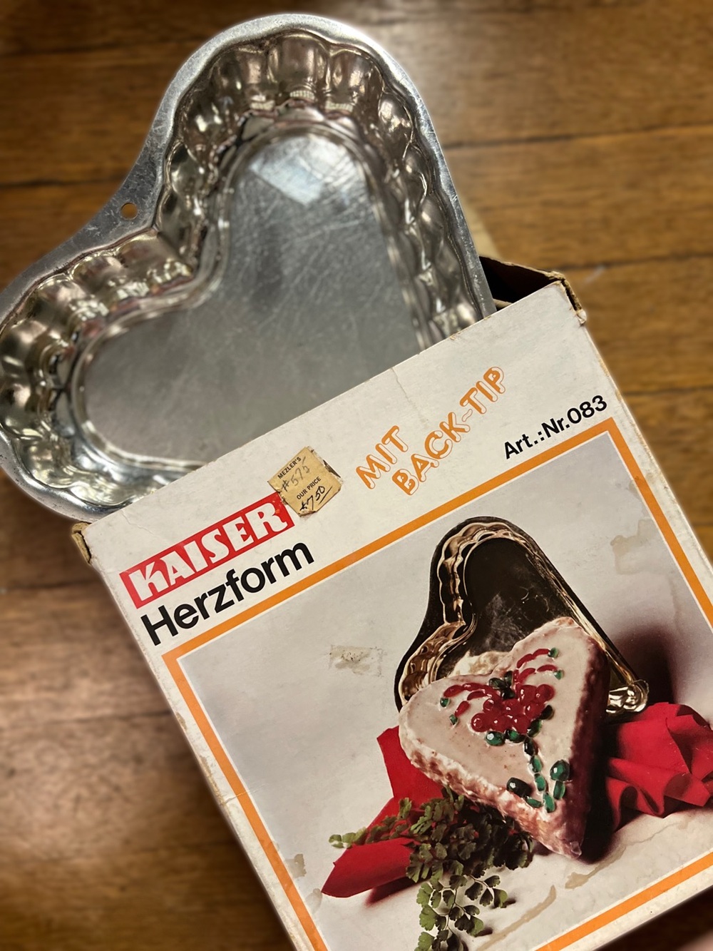 Vintage German Herzform Heart-Shaped Bake Mold in Silver
